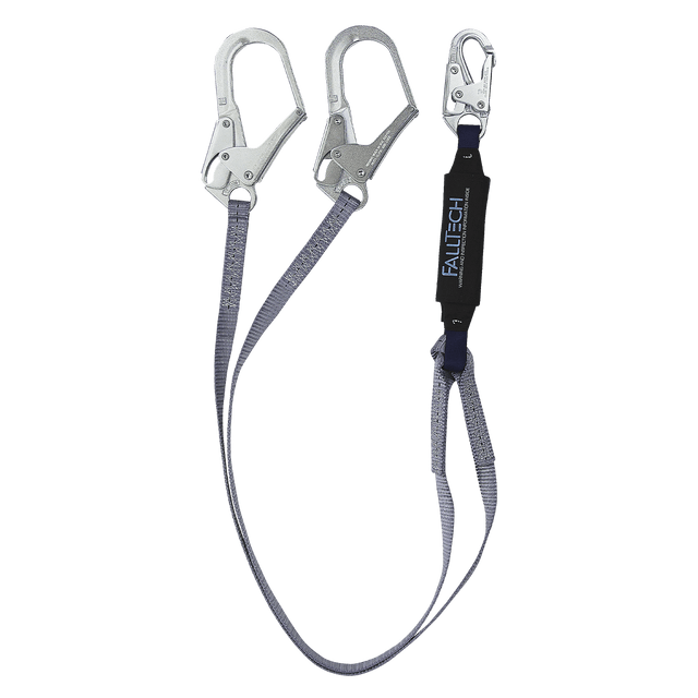 Fall Tech - 6' ViewPack® Energy Absorbing Lanyard, Double-leg with Steel Connectors