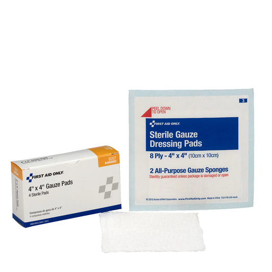 First Aid Only 4" x 4" Sterile Gauze Pads – 10 Pack