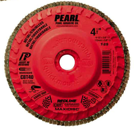 Pearl - 4-1/2 x 5/8-11 Redline™ CBT™ Maxidisc™ Trimmable Flap Discs, Type 29 Shape