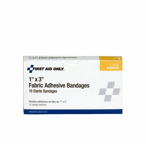 First Aid Only 1" x 3" Fabric Adhesive Bandages – 16/Box
