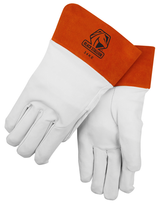 Black Stallion 34KE TIG Welding Glove – Short Cuff Pearl White Kidskin