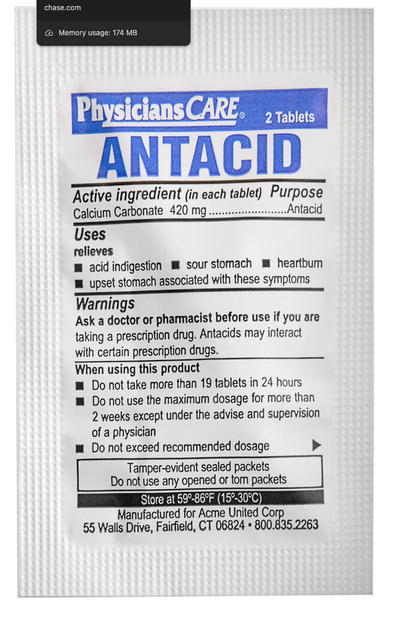 PhysiciansCare® Antacid – Fast Relief for Heartburn & Indigestion - 250 Tablets