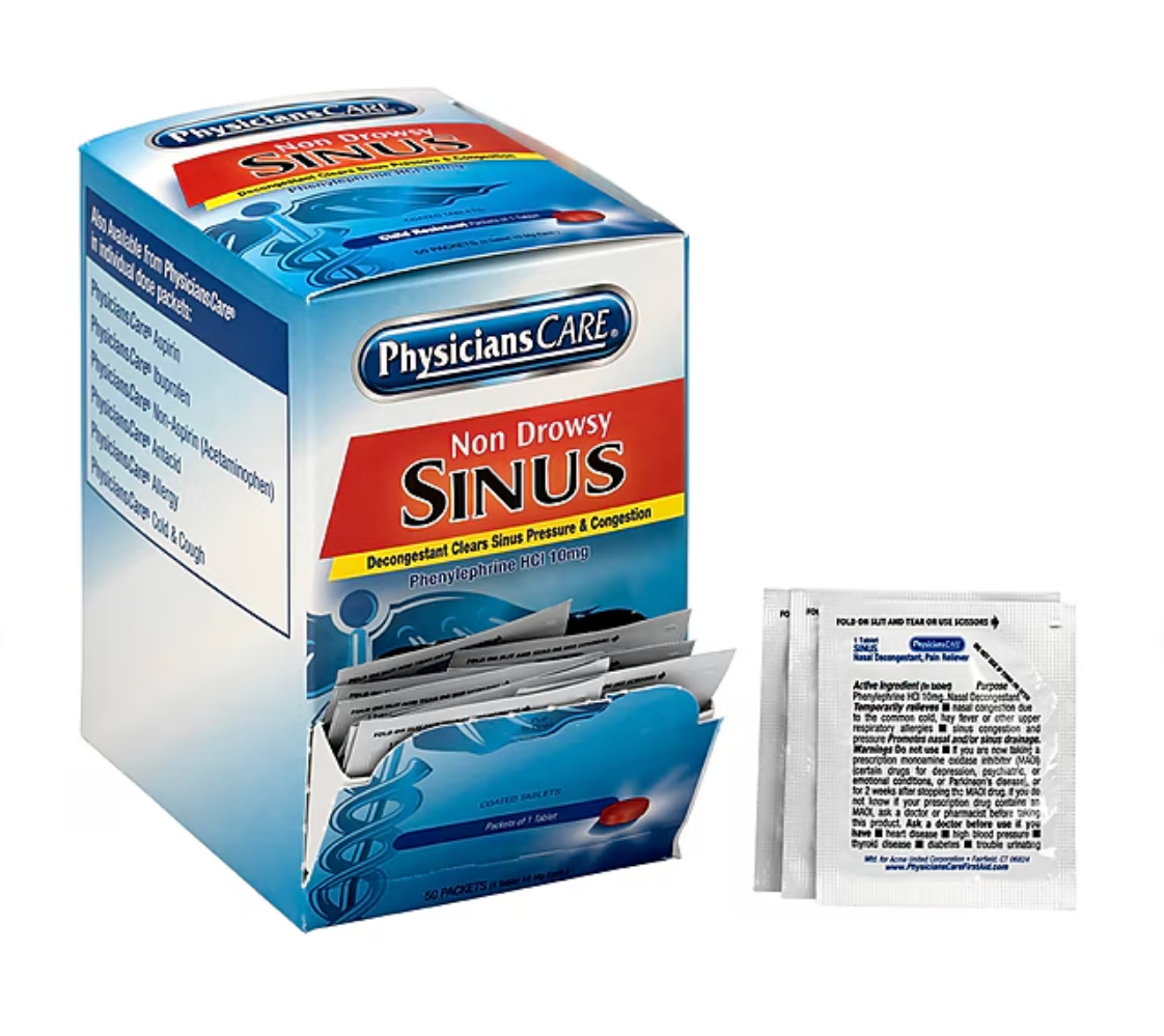 PhysiciansCare® Non-Drowsy Sinus – 50 Pack